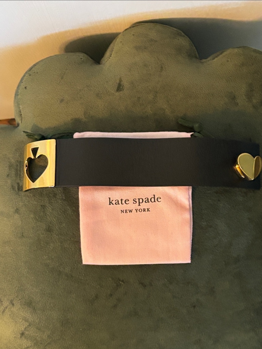 kate spade Black Leather Cuff with Gold Heart Spade Plate - Picture 8 of 8